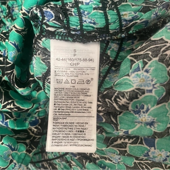 Gap Off The Shoulder June MiniFlower Green Boho Top Sz Small - Picture 4 of 5